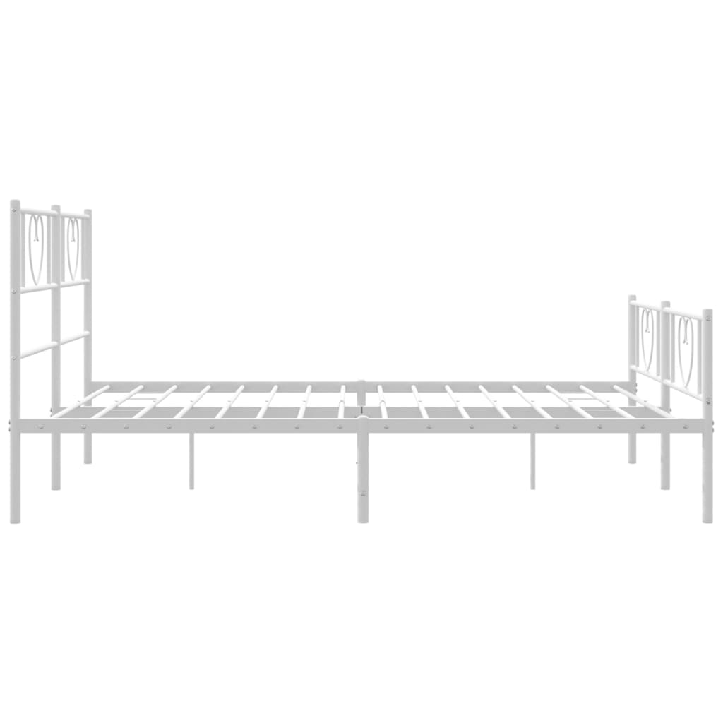 Bed frame with head and footboard metal white 120x190 cm