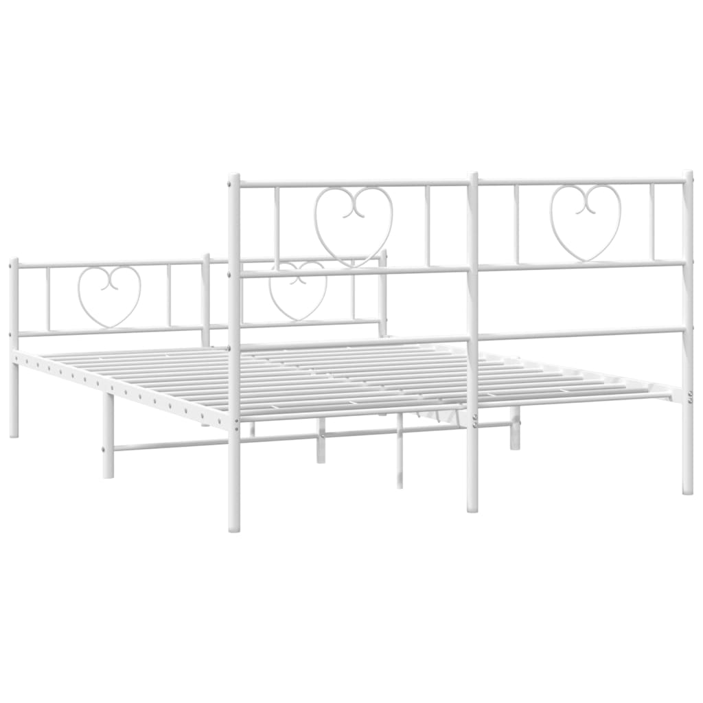 Bed frame with head and footboard metal white 120x190 cm