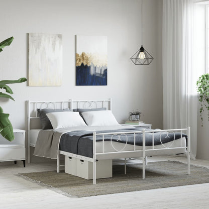Bettgestell mit Kopf- und Fußteil Metall Weiß 120x200 cm