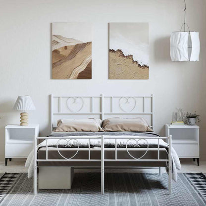 Bettgestell mit Kopf- und Fußteil Metall Weiß 135x190 cm