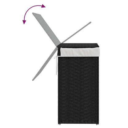 Wäschekorb mit Deckel Schwarz 46x33x60 cm Poly Rattan