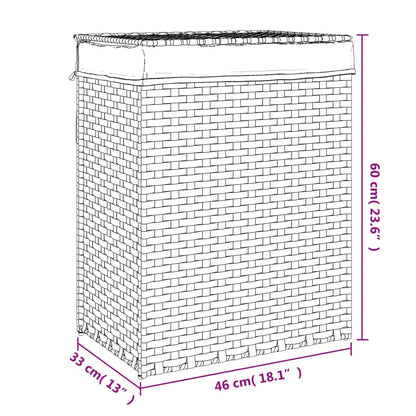 Wäschekorb mit Deckel Schwarz 46x33x60 cm Poly Rattan