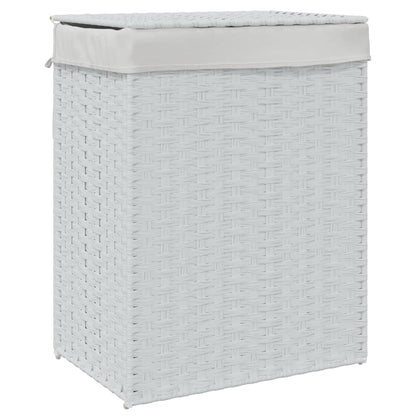 Wäschekorb mit Deckel Weiß 46x33x60 cm Poly Rattan