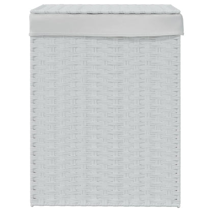 Wäschekorb mit Deckel Weiß 46x33x60 cm Poly Rattan