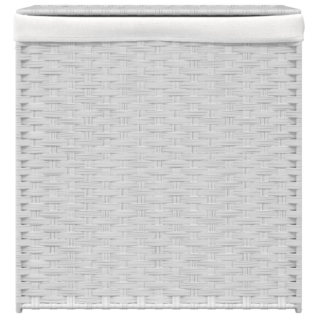 Panier à linge avec 2 compartiments blanc 53x35x57 cm poly rotin