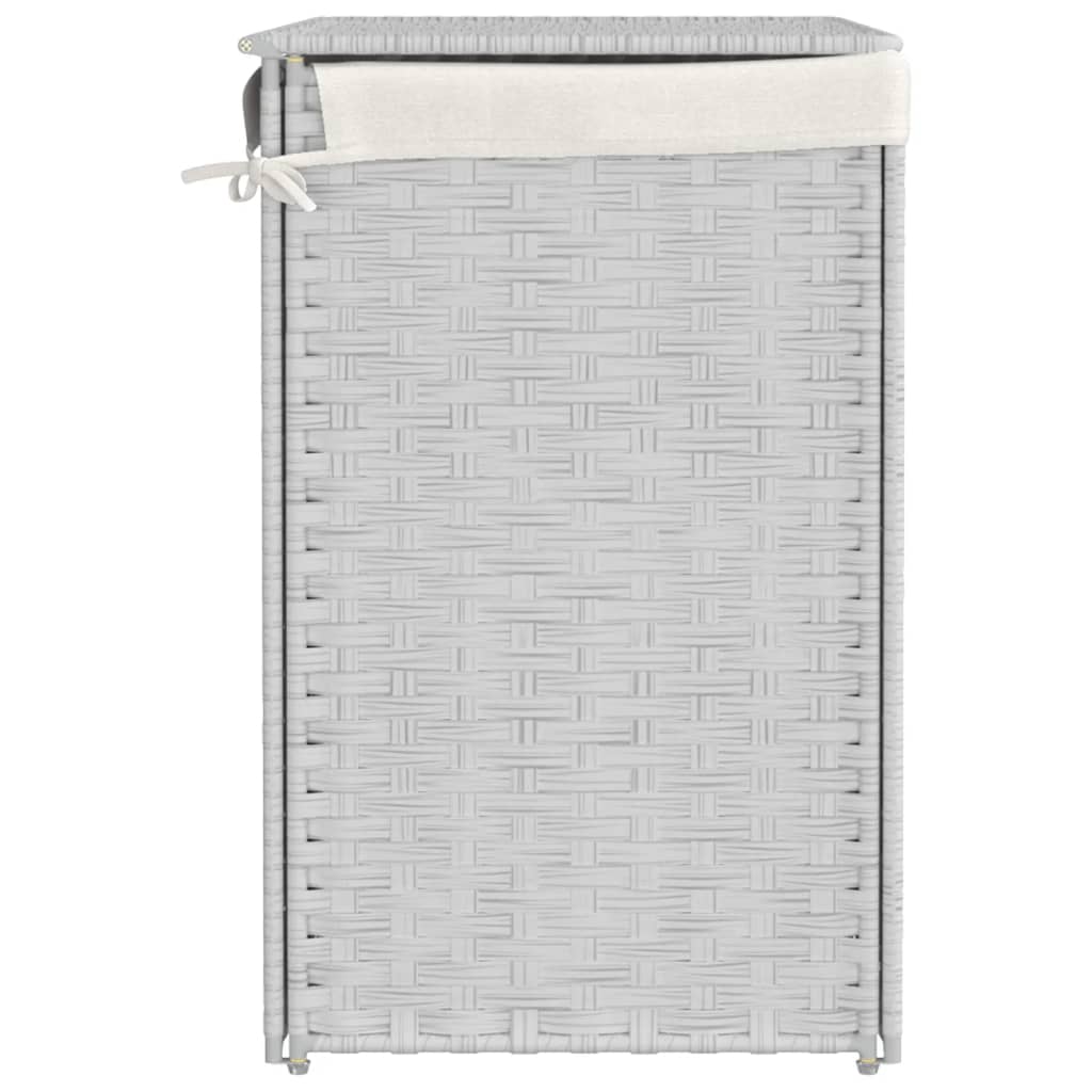 Panier à linge avec 2 compartiments blanc 53x35x57 cm poly rotin