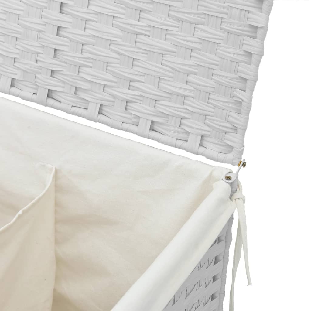 Panier à linge avec 2 compartiments blanc 53x35x57 cm poly rotin