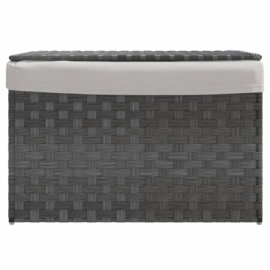 Panier à linge avec couvercle gris 55,5x35x34 cm poly rotin