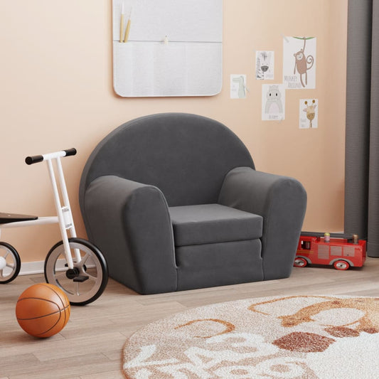 Sofa bed for children anthracite soft plush