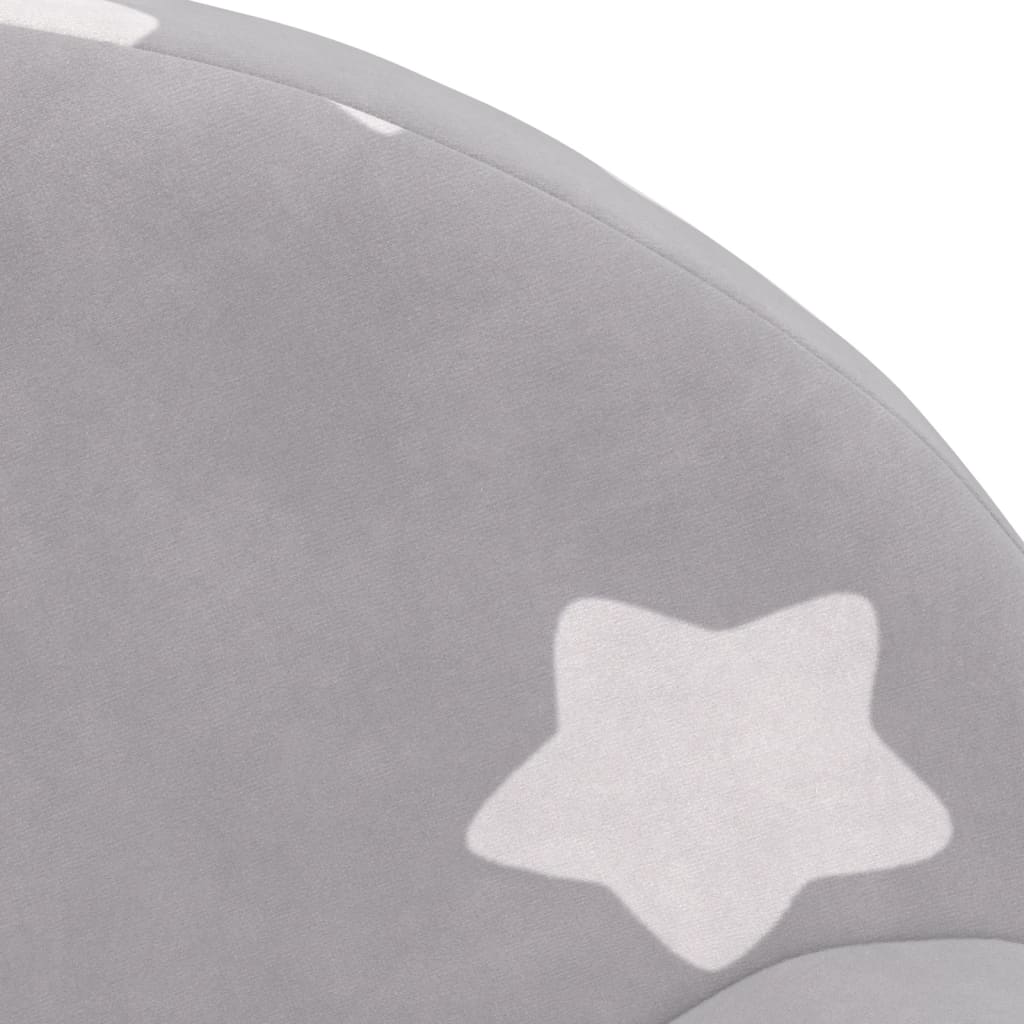Children's sofa bed 2-seater light grey with stars soft plush