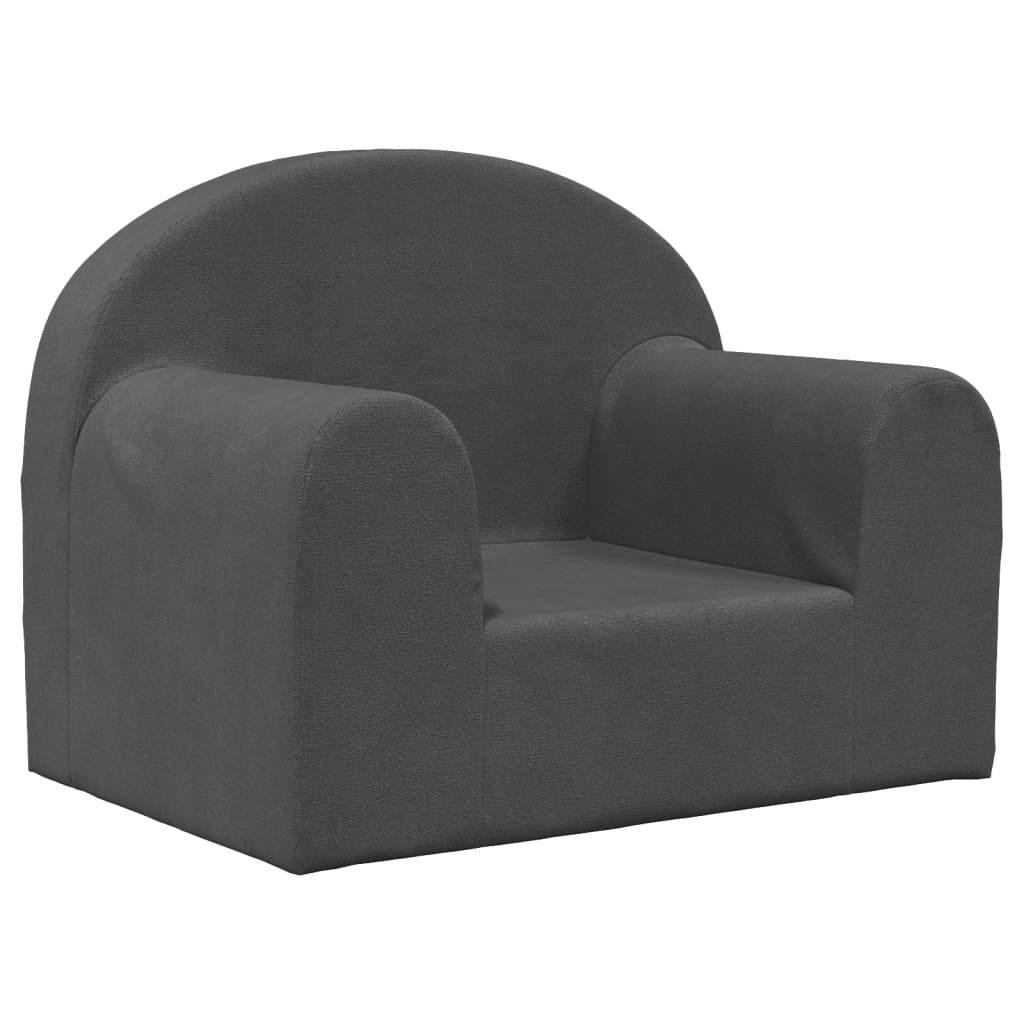 Canapé enfant anthracite en peluche douce
