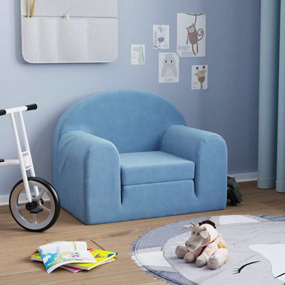 Schlafsofa für Kinder Blau Weich Plüsch