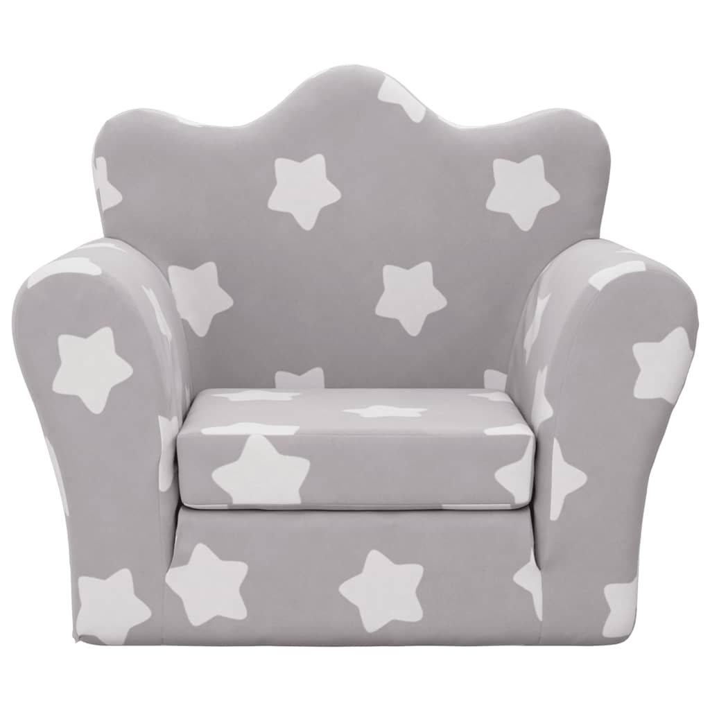 Sofa bed for children light grey stars soft plush