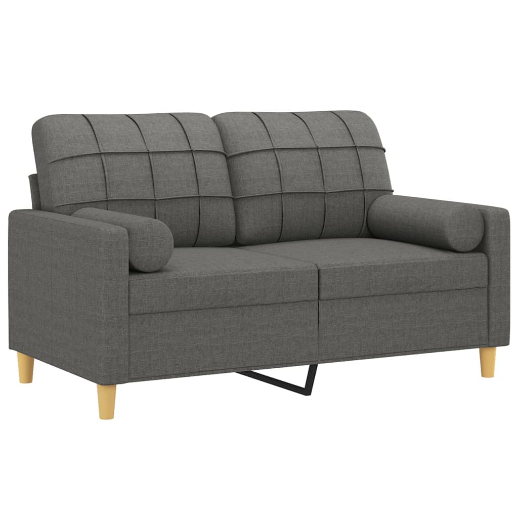 2-seater sofa with decorative cushions dark grey 120 cm fabric