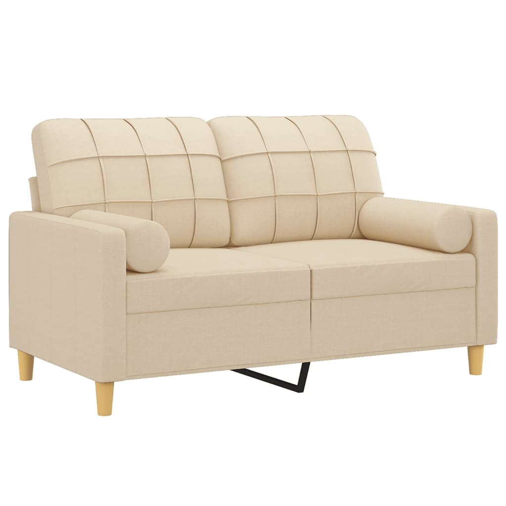 2-seater sofa with decorative cushions cream 120 cm fabric