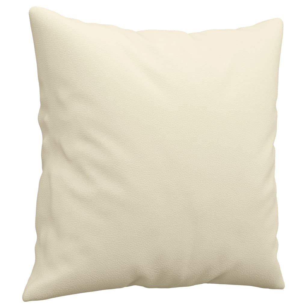 2-seater sofa with decorative cushions cream 120 cm artificial leather