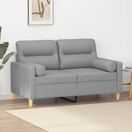 2-seater sofa with decorative cushions light grey 120 cm fabric