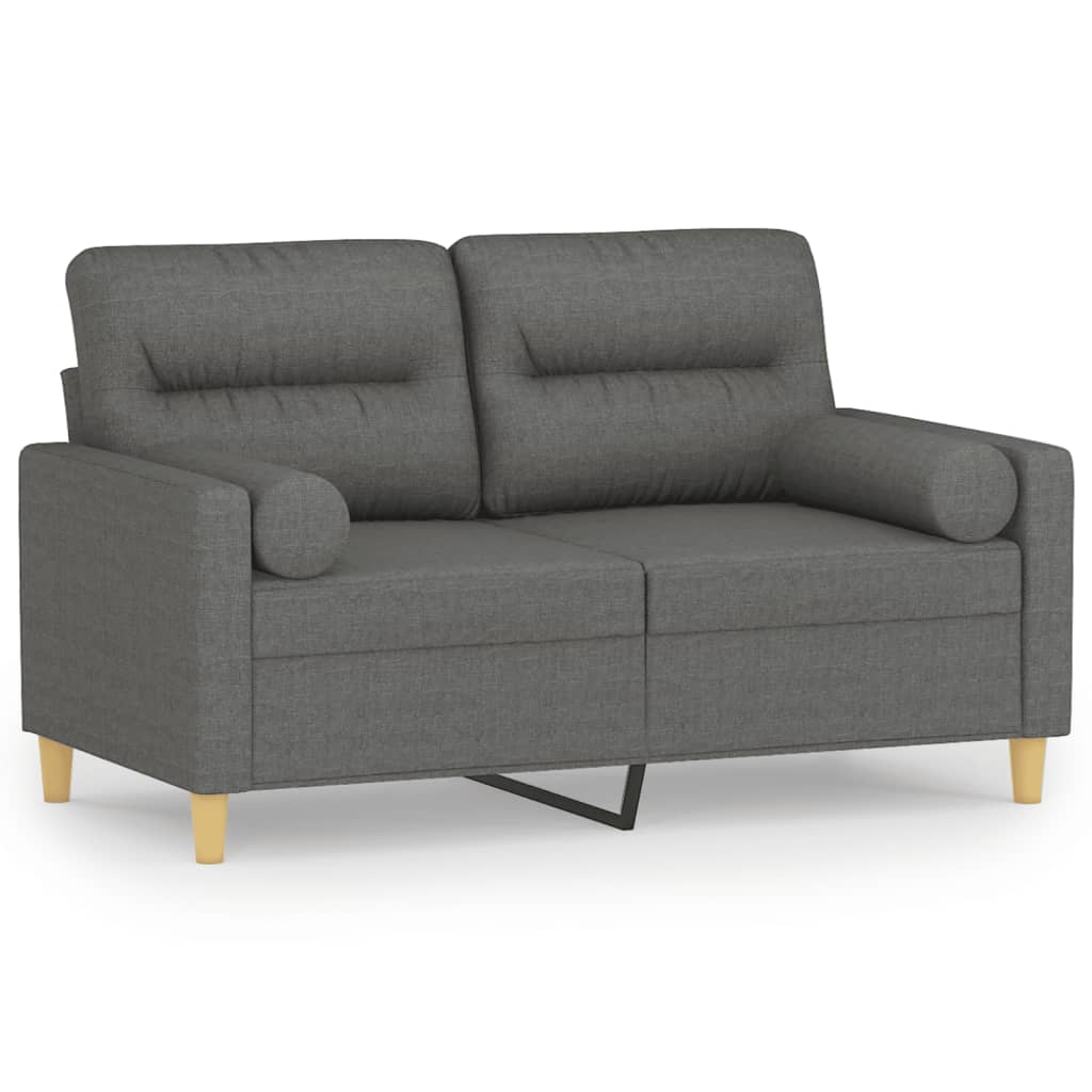 2-seater sofa with decorative cushions dark grey 120 cm fabric