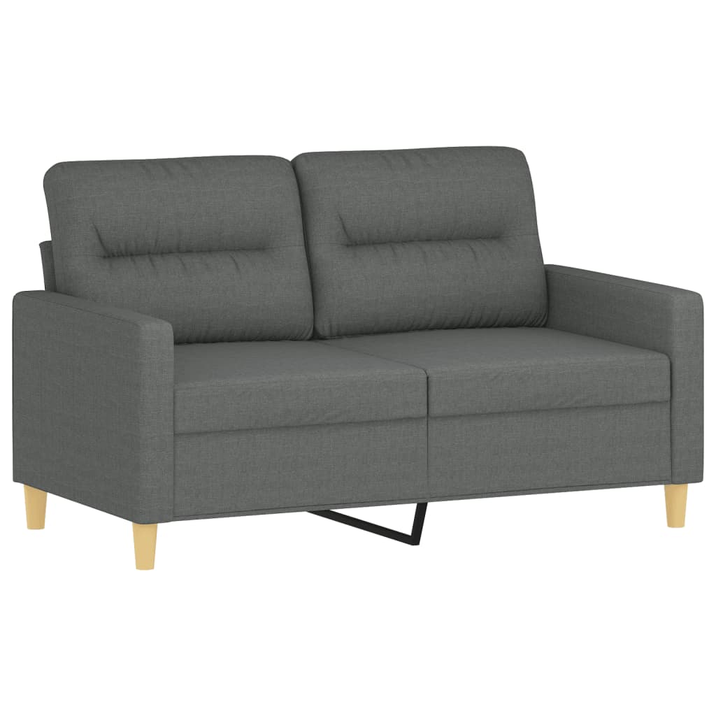 2-seater sofa with decorative cushions dark grey 120 cm fabric
