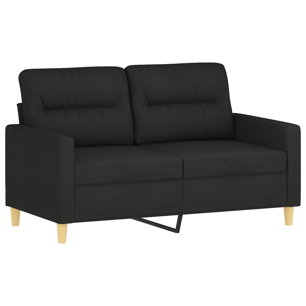 2-seater sofa with decorative cushions, black 120 cm fabric