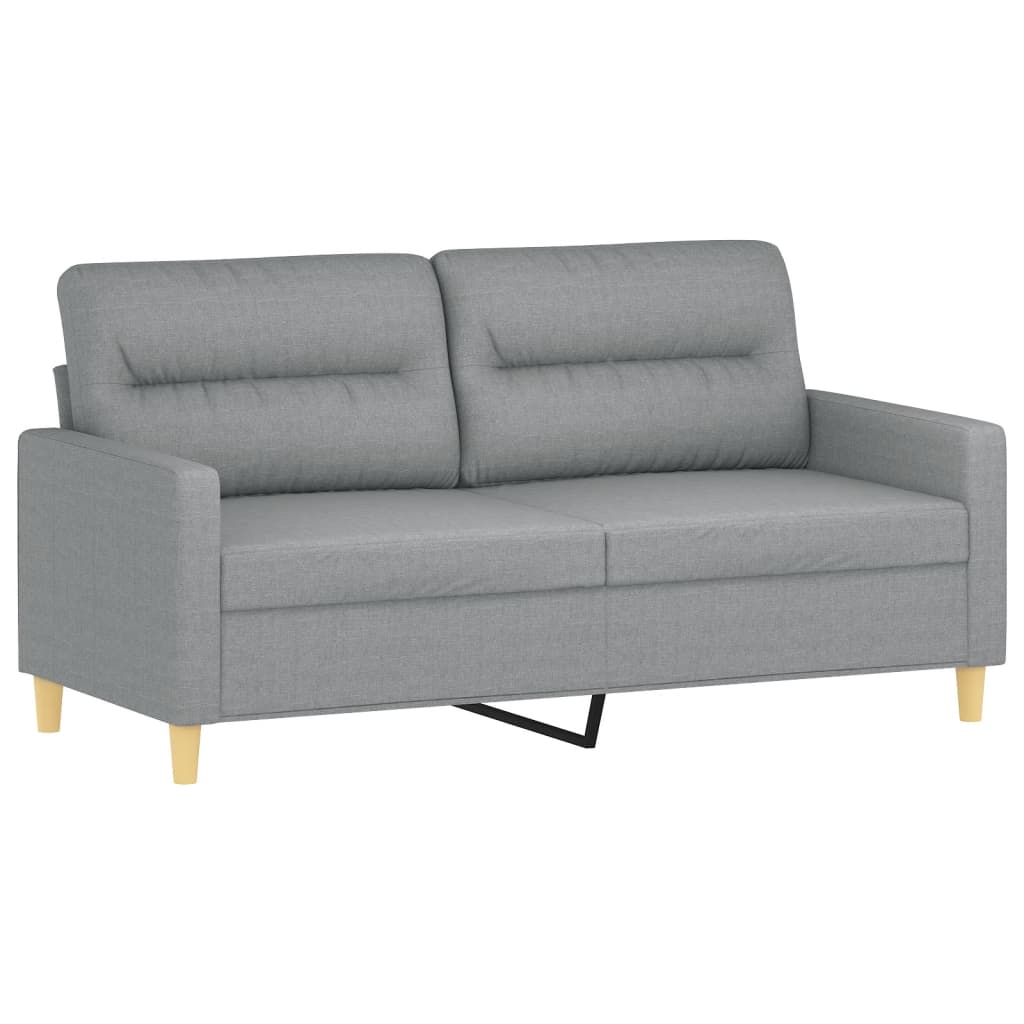 2-seater sofa with decorative cushions light grey 140 cm fabric