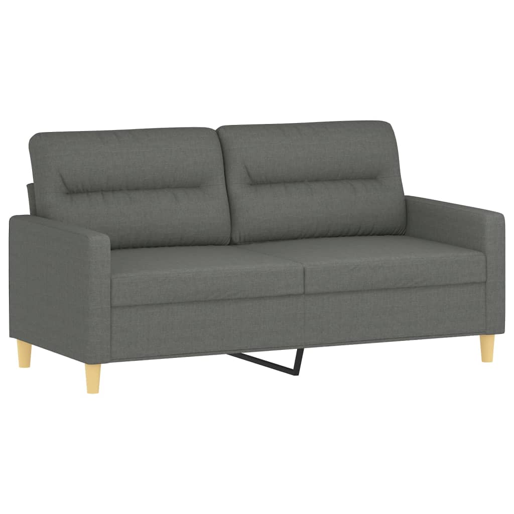 2-seater sofa with decorative cushions dark grey 140 cm fabric