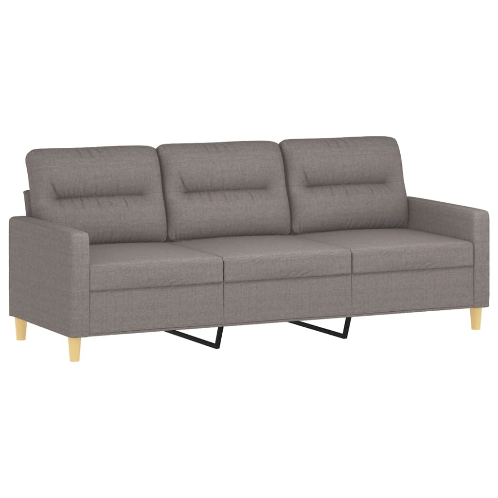 3-seater sofa with decorative cushions taupe 180 cm fabric
