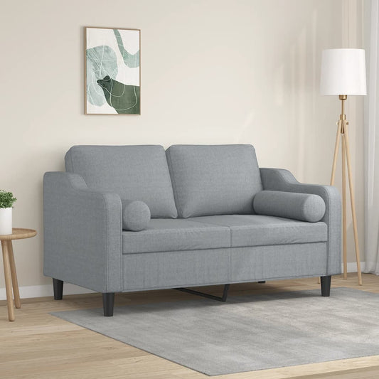 2-seater sofa with decorative cushions light grey 120 cm fabric