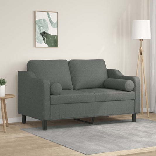 2-seater sofa with decorative cushions dark grey 120 cm fabric