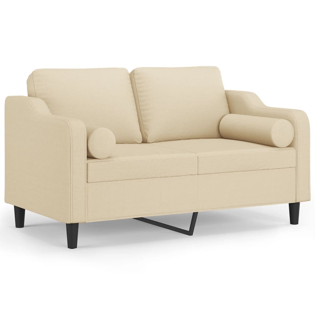 2-seater sofa with decorative cushions cream 120 cm fabric
