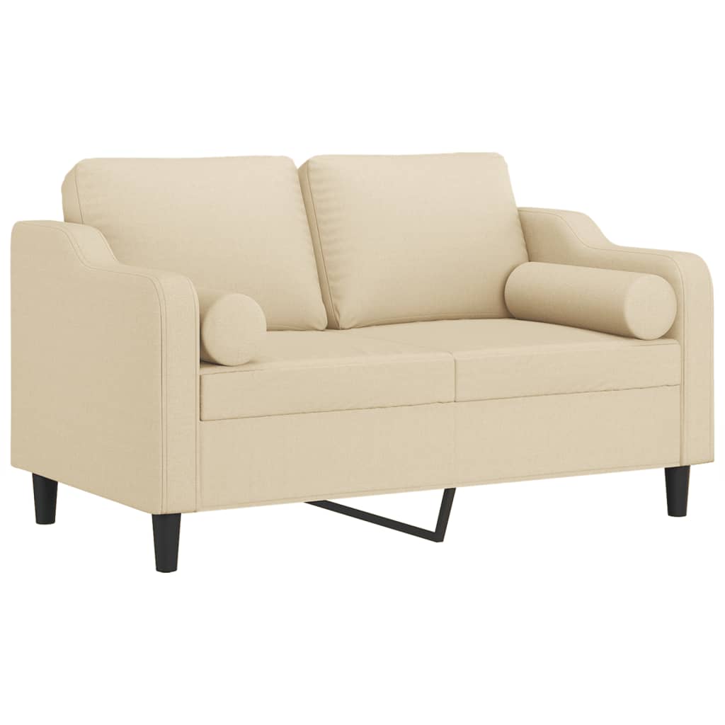 2-seater sofa with decorative cushions cream 120 cm fabric
