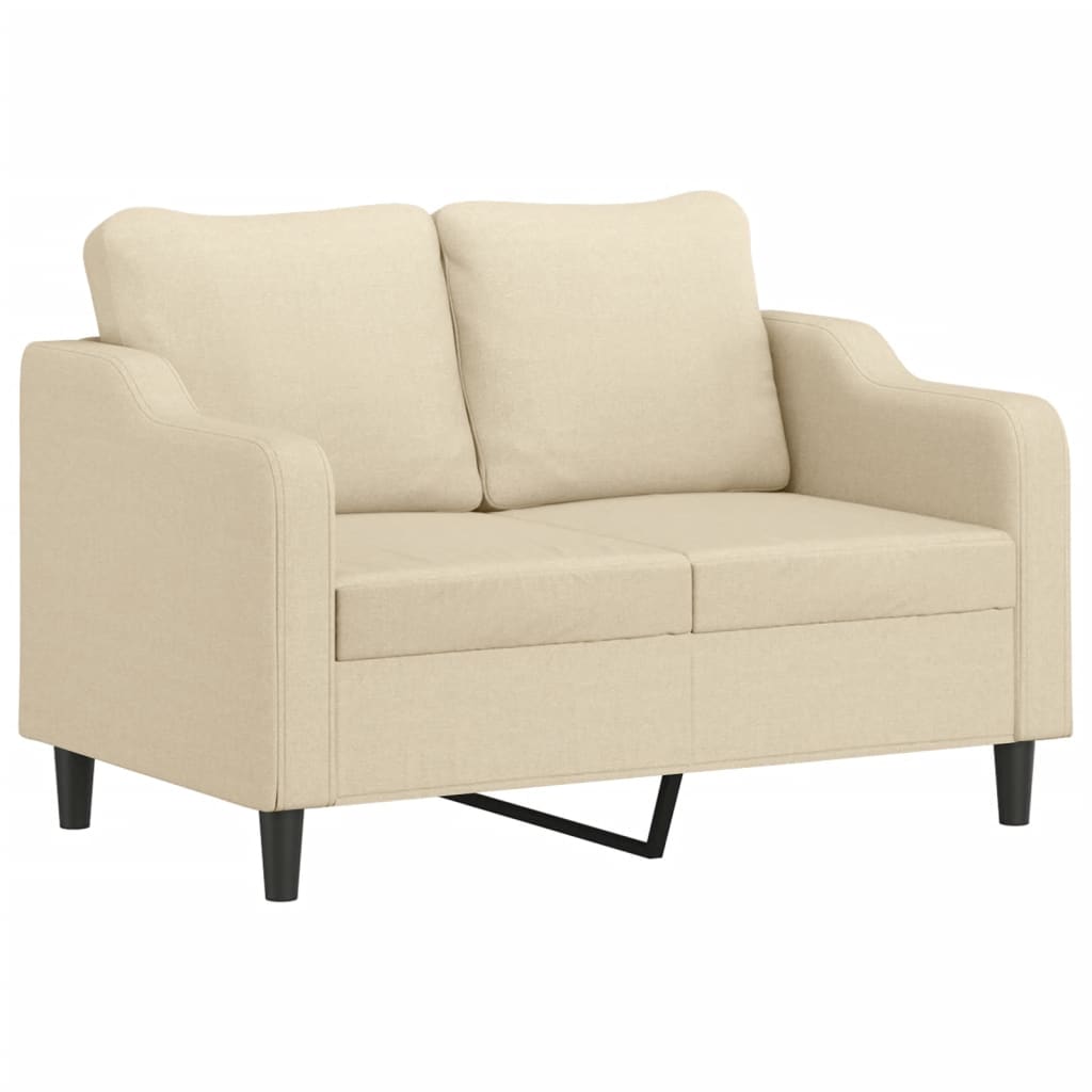2-seater sofa with decorative cushions cream 120 cm fabric