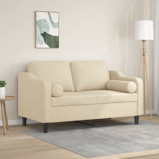 2-seater sofa with decorative cushions cream 120 cm fabric