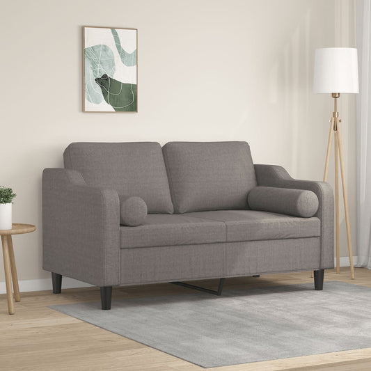 2-seater sofa with decorative cushions taupe 120 cm fabric