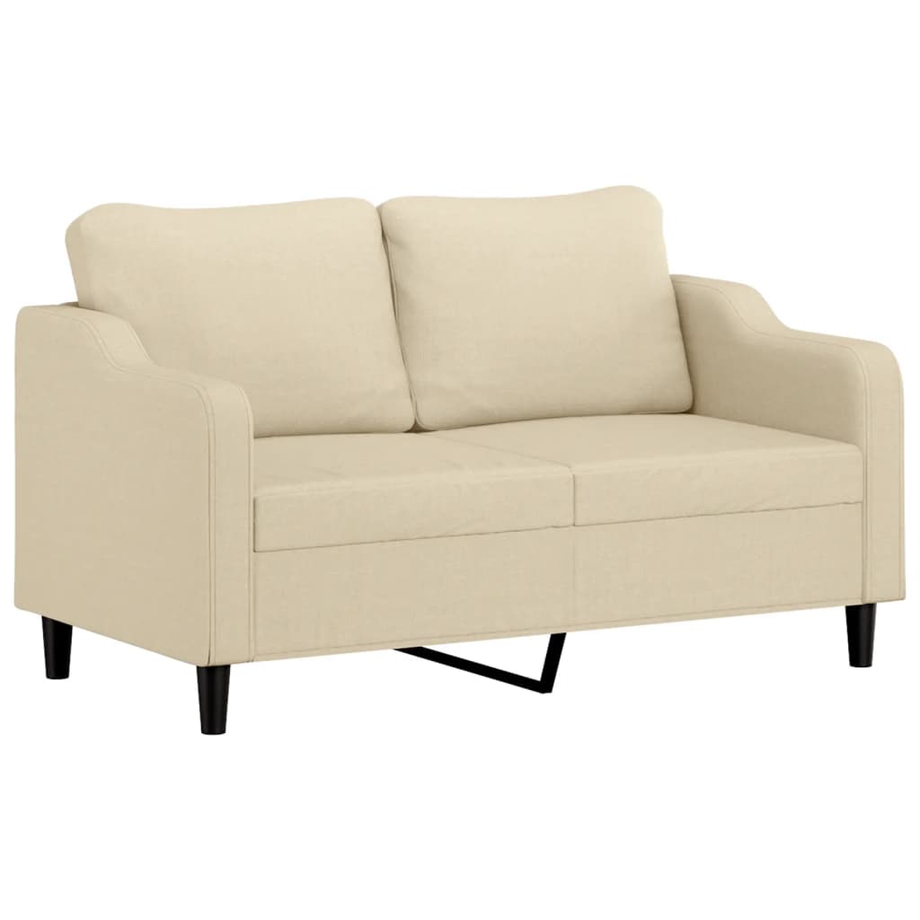 2-seater sofa with decorative cushions cream 140 cm fabric