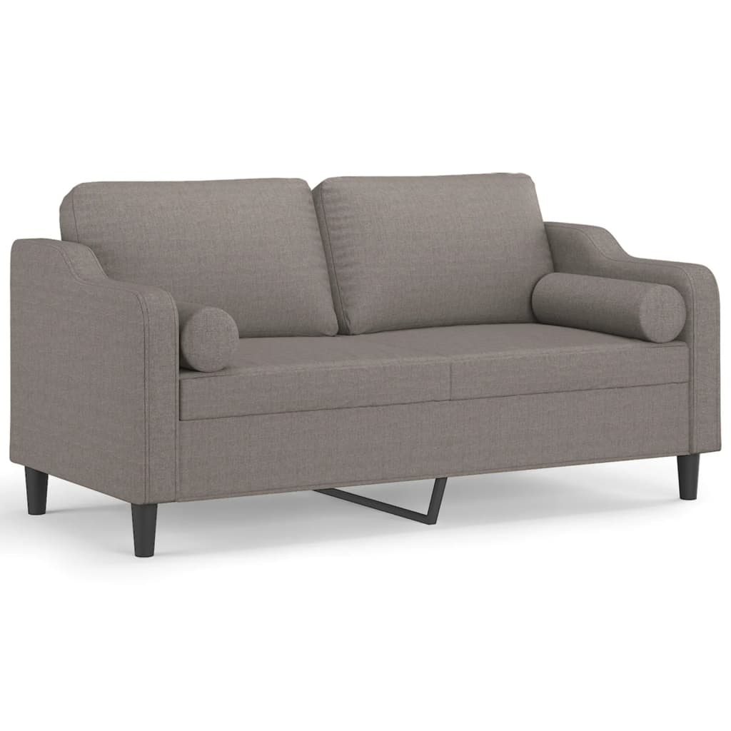 2-seater sofa with decorative cushions taupe 140 cm fabric