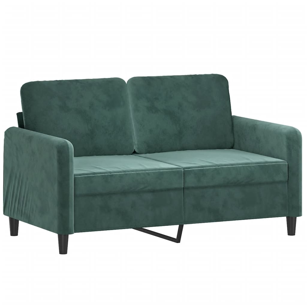 2-seater sofa with decorative cushions dark green 120 cm velvet