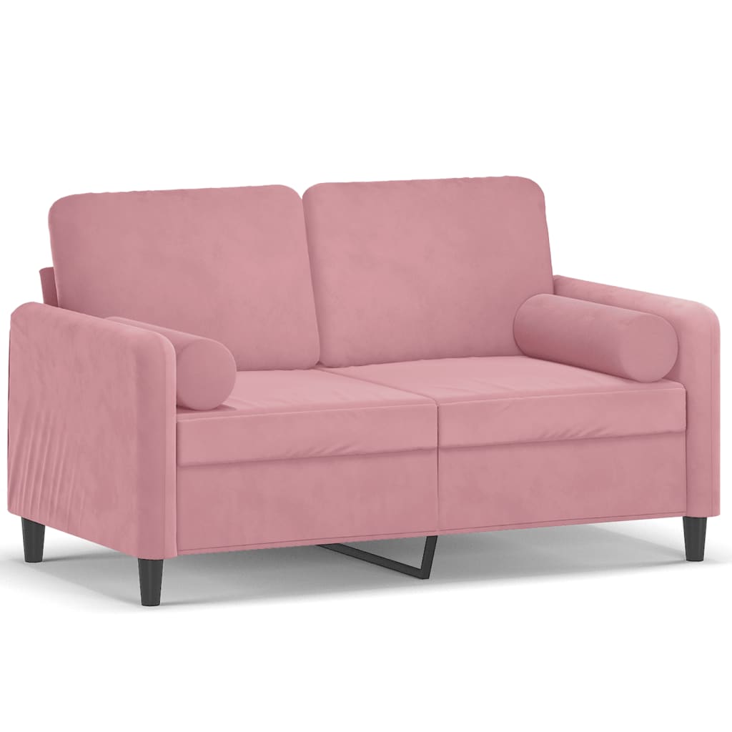 2-seater sofa with decorative cushions pink 120 cm velvet