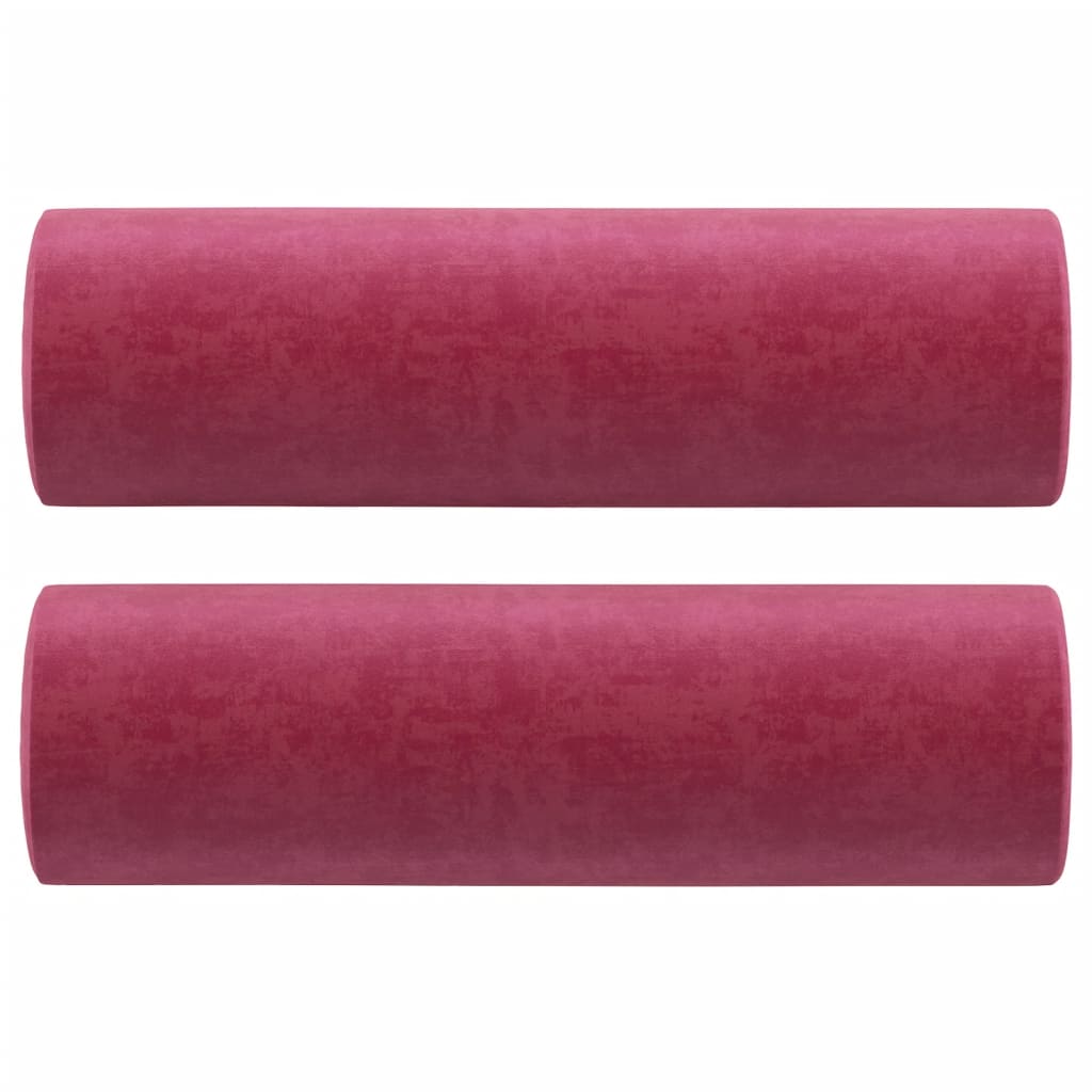2-seater sofa with decorative cushions wine red 120 cm velvet