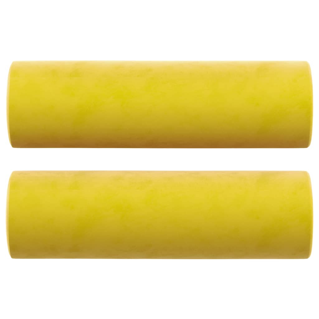 2-seater sofa with decorative cushions yellow 120 cm velvet