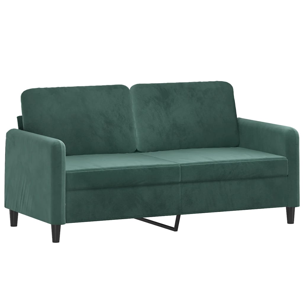 2-seater sofa with decorative cushions dark green 140 cm velvet