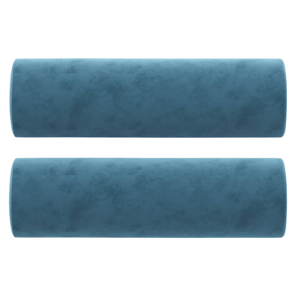 2-seater sofa with decorative cushions blue 140 cm velvet
