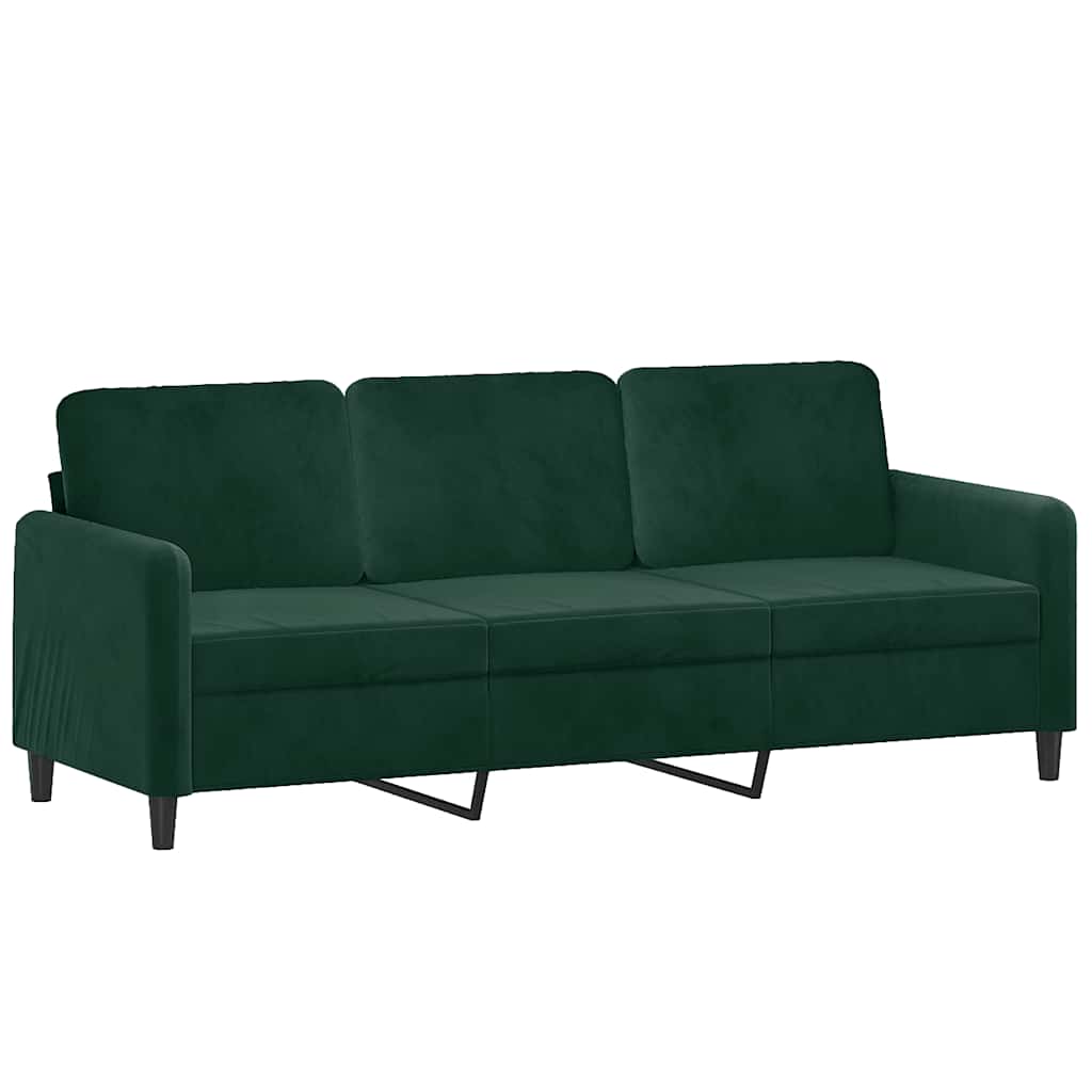 3-Sitzer-Sofa mit Zierkissen Dunkelgrün 180 cm Samt