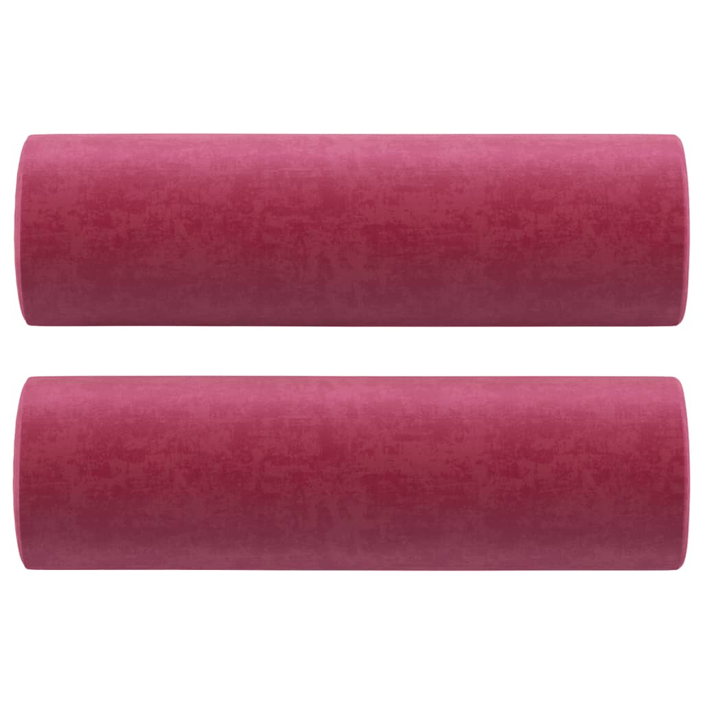 3-seater sofa with decorative cushions wine red 180 cm velvet