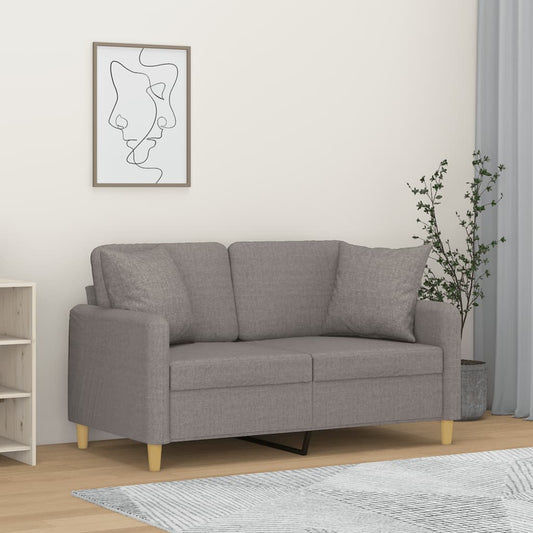 2-seater sofa with decorative cushions light grey 120 cm fabric