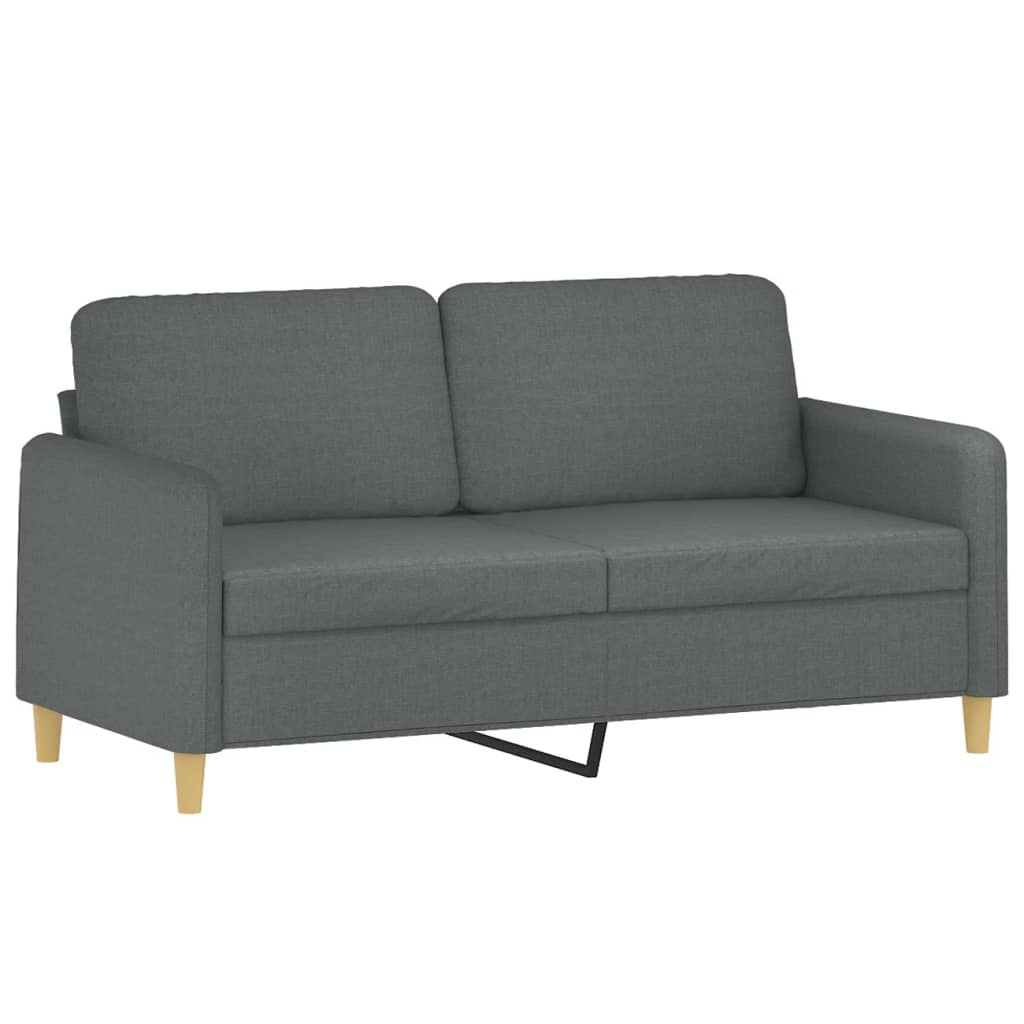2-seater sofa with decorative cushions dark grey 140 cm fabric