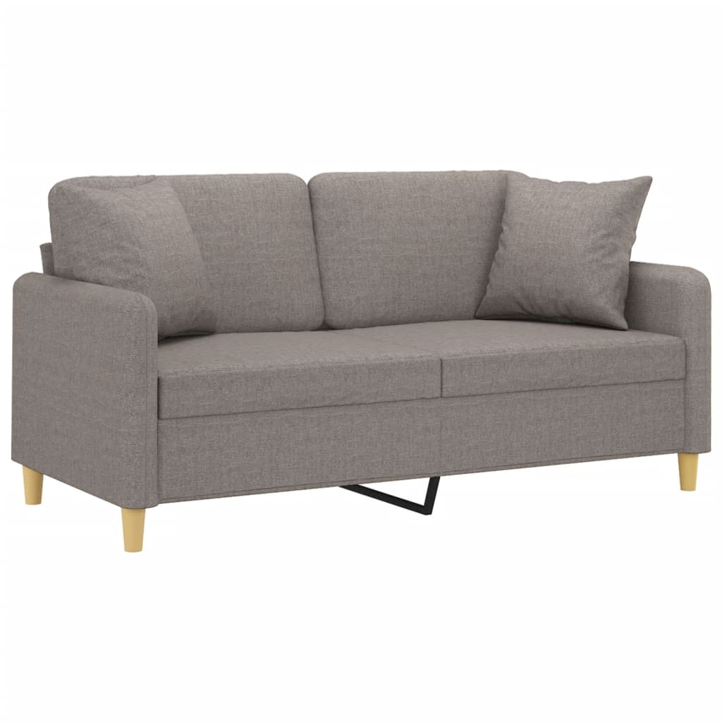 2-seater sofa with decorative cushions taupe 140 cm fabric