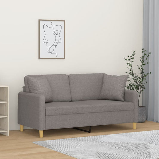 2-seater sofa with decorative cushions taupe 140 cm fabric