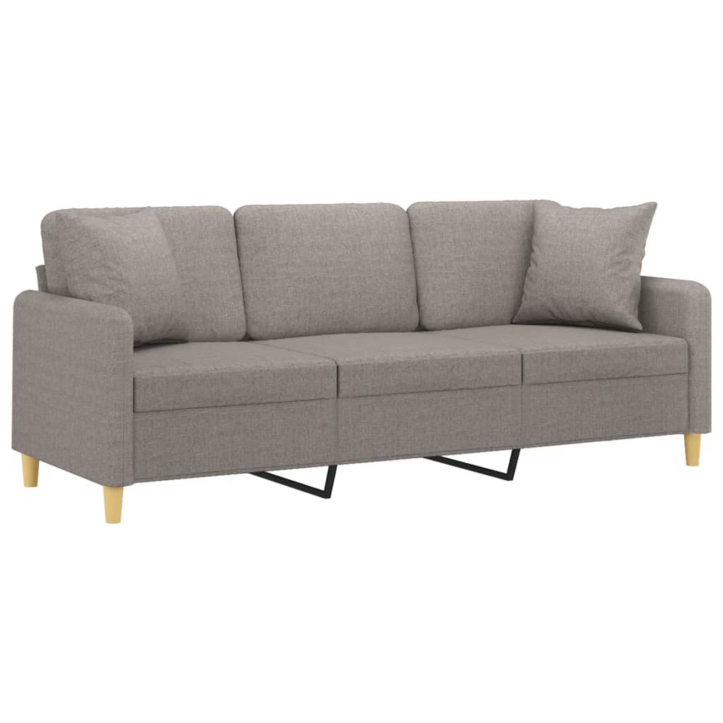 3-seater sofa with decorative cushions taupe 180 cm fabric