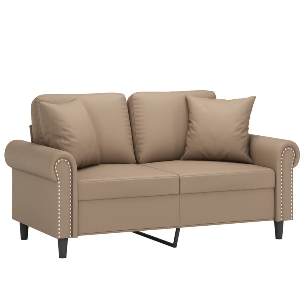 2-Sitzer-Sofa mit Zierkissen Cappuccino-Braun 120 cm Kunstleder